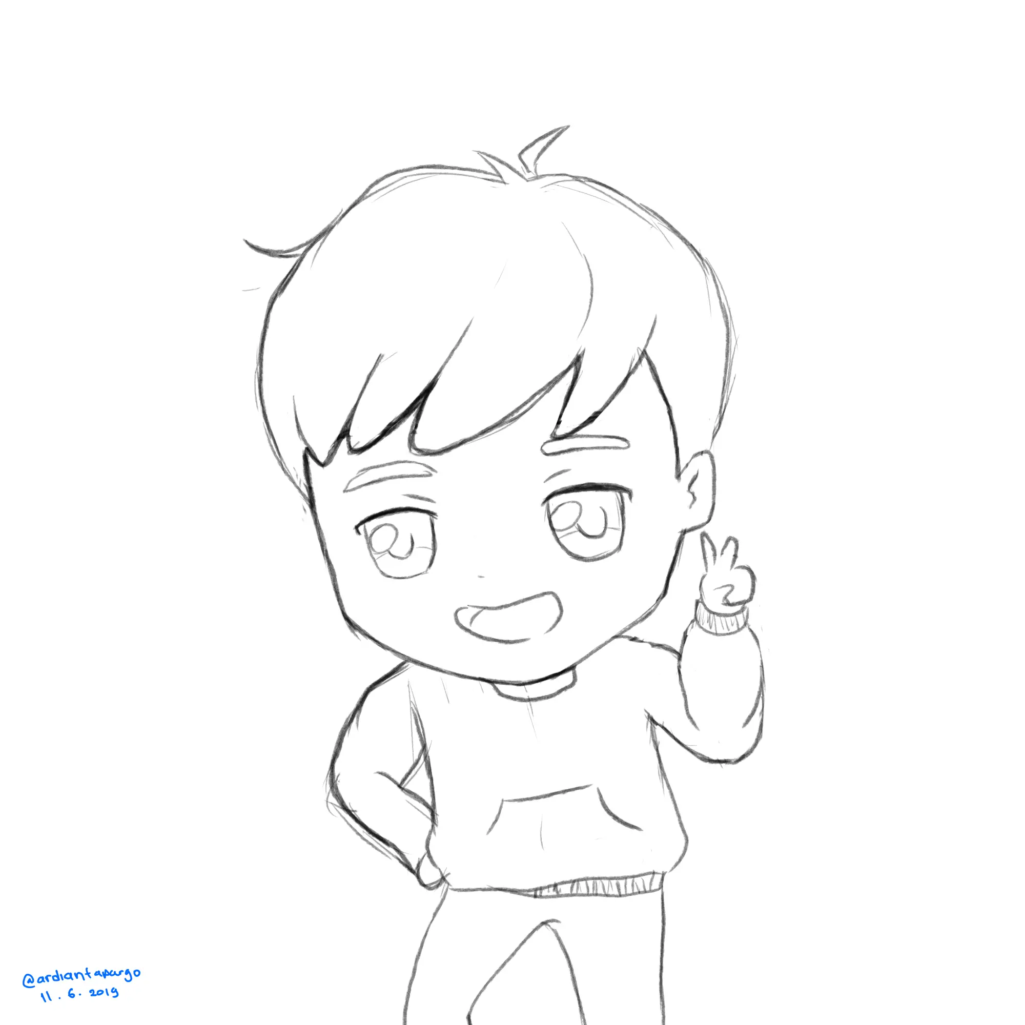 Chibi style sketsa