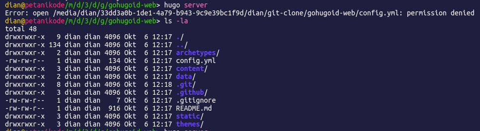 hugo server permission denied