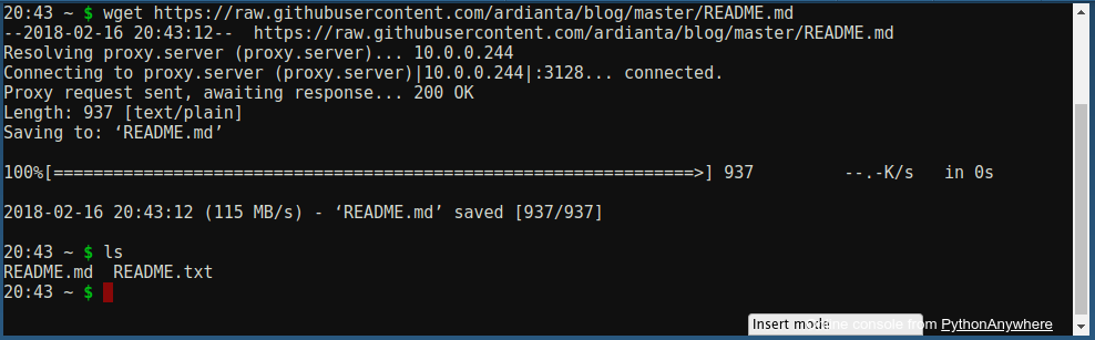 Wget dari shell di Web Python