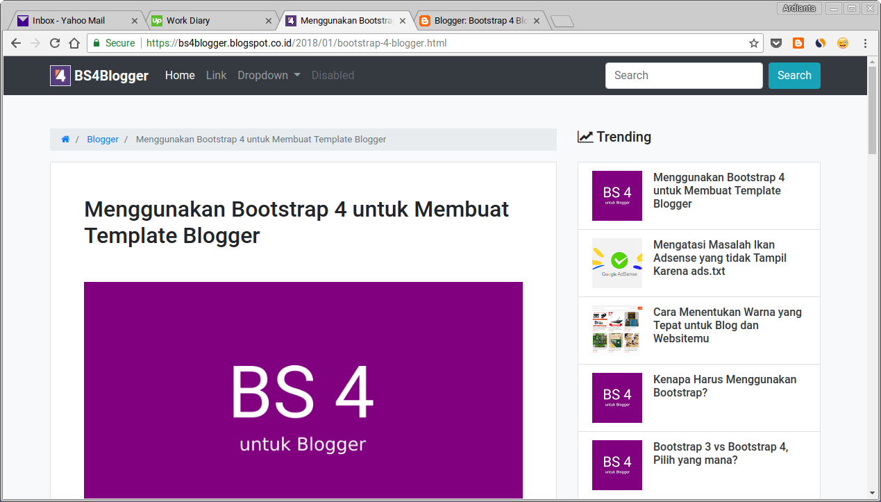 Template Blogger dengan Bootstrap