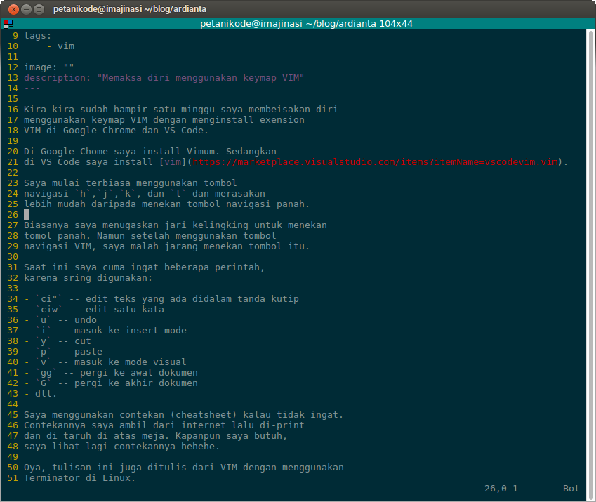 Satu Minggu Belajar Keymap VIM